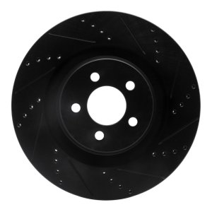 Chrysler 300 Brake Rotor (1) - Front Right - R1 Concepts - Drilled & Slotted - Black - `05-`23